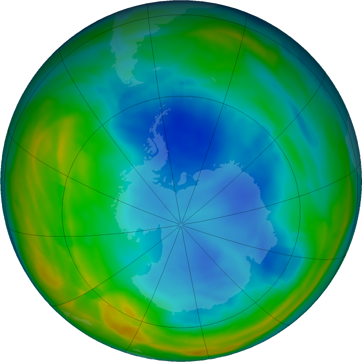 Antarctic ozone map for 11 July 2023